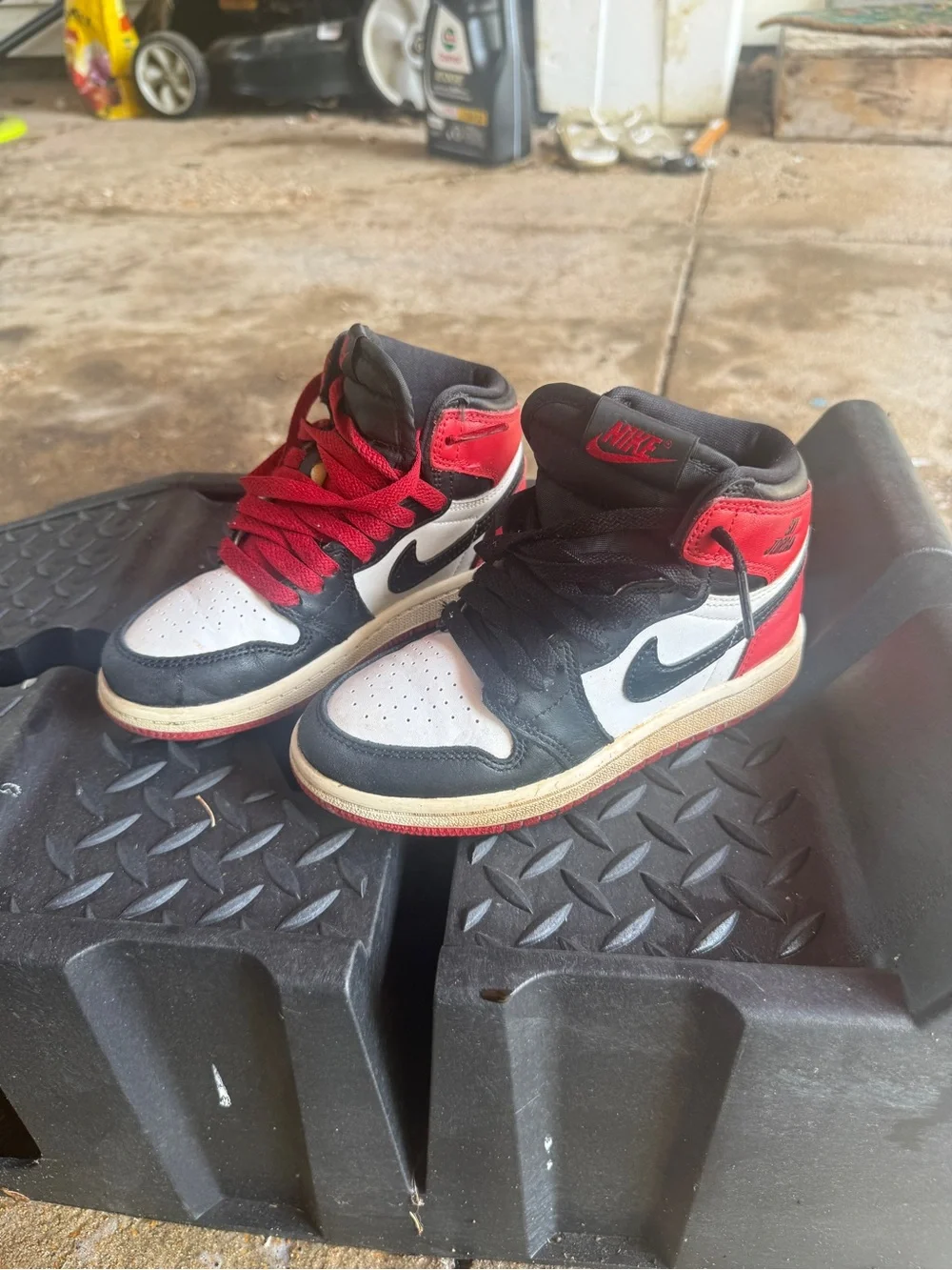 Nike Men’s Air Jordan Style High-Top Sneakers - Black/Red/White